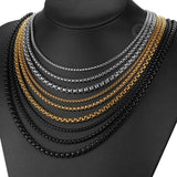 Round Box Link Chain Necklace For Men Stainless Steel KNM118