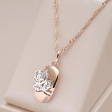 Kinel 585 Rose Silver Mix Hollow Rose Flower Pendant Necklace for Women