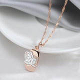 Kinel 585 Rose Silver Mix Hollow Rose Flower Pendant Necklace for Women