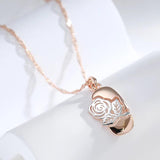 Kinel 585 Rose Silver Mix Hollow Rose Flower Pendant Necklace for Women