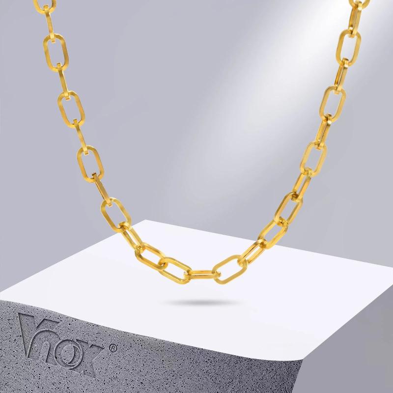 Rectangle Chain Necklace for Women, Stainless Steel Choker