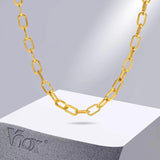 Rectangle Chain Necklace for Women, Stainless Steel Choker