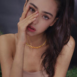 Rectangle Chain Necklace for Women, Stainless Steel Choker