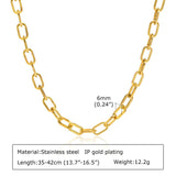 Rectangle Chain Necklace for Women, Stainless Steel Choker