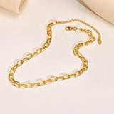 Rectangle Chain Necklace for Women, Stainless Steel Choker