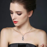 Fine Silver Black&White Stone Necklace Women P186