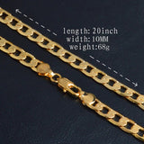 18K 10mm Wide Cuban Chain Necklace for Men Long