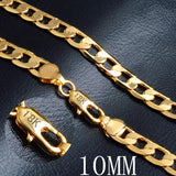 18K 10mm Wide Cuban Chain Necklace for Men Long