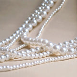 Classic Multilayer Pearl Necklace for Women Long Sweater Chain