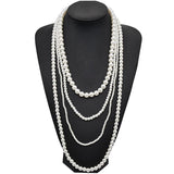 Classic Multilayer Pearl Necklace for Women Long Sweater Chain