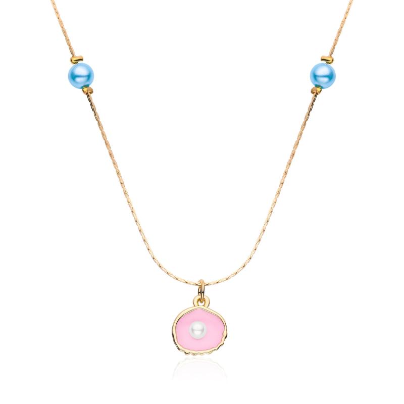 Merliah Mermaid Tale Pearl Necklace Pink Shell Metal Princess Jewelry