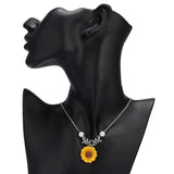 Sunflower Choker Pendant Necklace for Women Flower Pearl Pendant