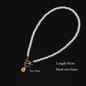 Initial Letter Necklace Women Stainless Steel Pendant with Toggle Clasp