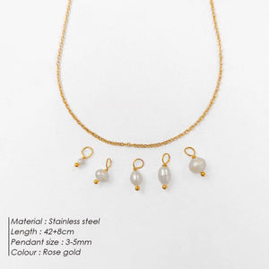 5Pcs Freshwater Pearl Necklace - Irregular Pendant Neck Chain DIY Jewelry
