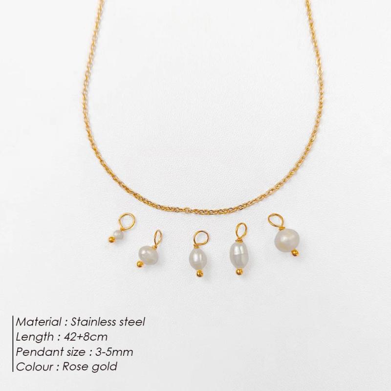 5Pcs Freshwater Pearl Necklace - Irregular Pendant Neck Chain DIY Jewelry