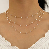 Tassel Pearl Butterfly Necklace Stainless Steel Wedding Jewelry