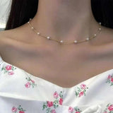 Tassel Pearl Butterfly Necklace Stainless Steel Wedding Jewelry