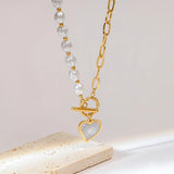 316L Stainless Steel Pearl Heart Pendant Necklace For Women