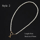 Zirconia Letter Pendant Pearl Necklace For Women Jewelry Gift