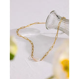Stainless Steel Pearl Pendant Necklace for Women Girls