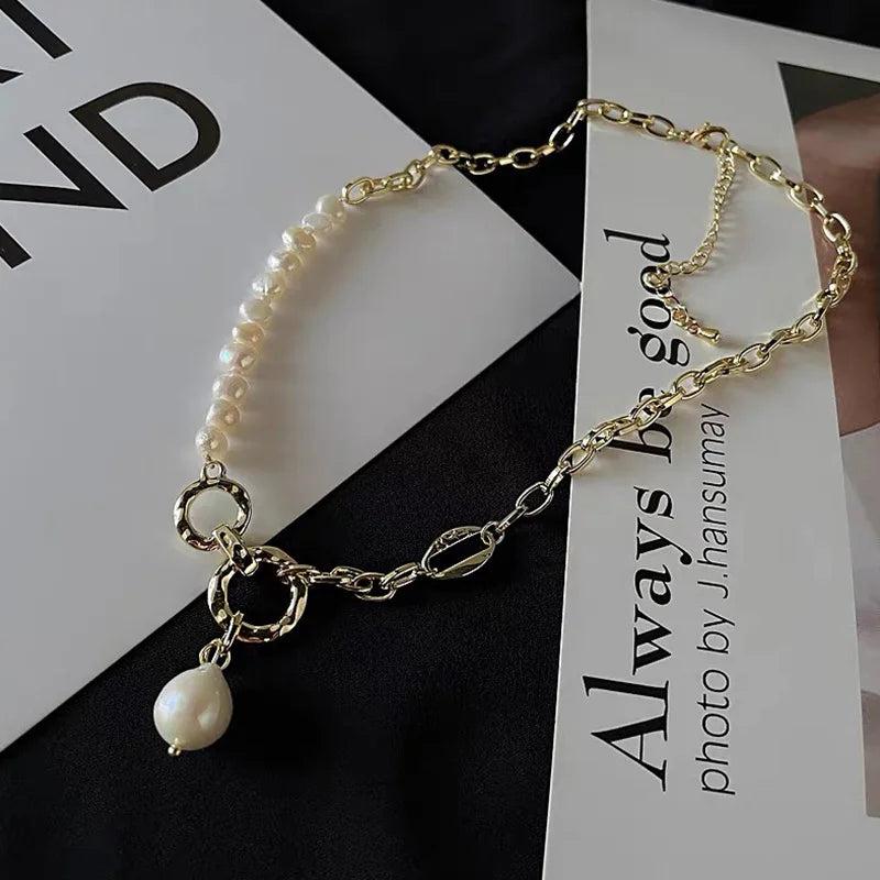 Baroque Pearls Toggle Clasp Choker Necklace