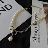 Baroque Pearls Toggle Clasp Choker Necklace