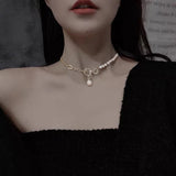 Baroque Pearls Toggle Clasp Choker Necklace