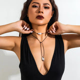 Goth Sexy Wax Line Adjustable Rope Back Chain Necklace Women