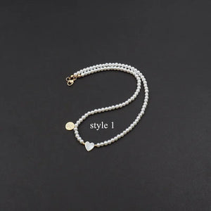 Heart Necklace Women Initial Letter Pearl Bead Necklace Jewelry Gift