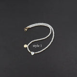 Heart Necklace Women Initial Letter Pearl Bead Necklace Jewelry Gift