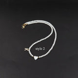 Heart Necklace Women Initial Letter Pearl Bead Necklace Jewelry Gift