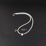 Heart Necklace Women Initial Letter Pearl Bead Necklace Jewelry Gift