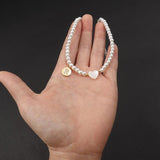 Heart Necklace Women Initial Letter Pearl Bead Necklace Jewelry Gift