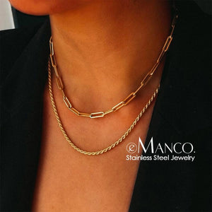 Layered Chain Necklace for Women Geometric Chokers Necklaces
