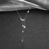 Star Moon Pearl Tassel Chain Necklace for Women