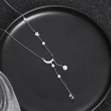 Star Moon Pearl Tassel Chain Necklace for Women