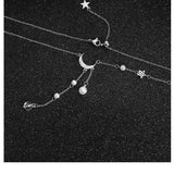 Star Moon Pearl Tassel Chain Necklace for Women