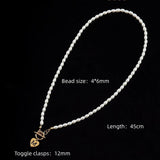 Heart Initial Letter Pendant Pearl Necklace for Women