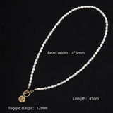 Heart Initial Letter Pendant Pearl Necklace for Women