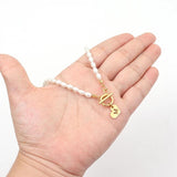 Heart Initial Letter Pendant Pearl Necklace for Women