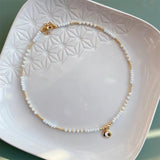 Moon Heart Pendant Pearl Necklace Choker Polymer Clay Heishi Beads Collar