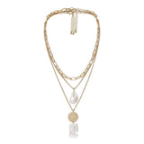 Vintage Baroque Pearl Chain Necklace For Women Flower Pendant Collar