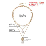 Vintage Baroque Pearl Chain Necklace For Women Flower Pendant Collar