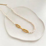 Glass Pearl Necklace for Women Elegant Clavicle Chain Jewelry