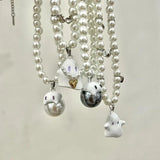 Cartoon Ghost Pendant Necklace Sweet Heart Charms Beaded Choker Y2k Jewelry