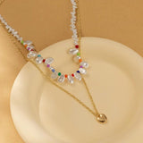 Colorful Pearl Rice Bead Pendant Necklace for Women Ladies