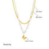 316L Stainless Steel Pearl Butterfly Pendant Necklace For Women