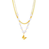 316L Stainless Steel Pearl Butterfly Pendant Necklace For Women
