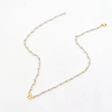 Hot Pearl Chain Initial Necklace A-Z Letter Pendant Necklace