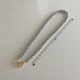 Grey Simulated Pearl Beaded Necklace with OT Toggle Clasp